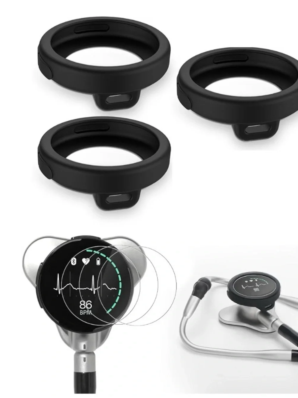 CORE 500, Silver Digital Stethoscope with Black Display